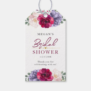 Navy Blue & Burgundy Floral Bridal Shower Gift Tags