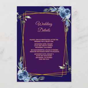 Navy Blue Burgundy Gold Blush Wedding Enclosure Card