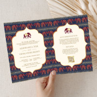 Navy Blue Burgundy Gold Elephant Indian Wedding