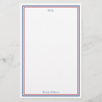 Navy Blue Burgundy Monogrammed