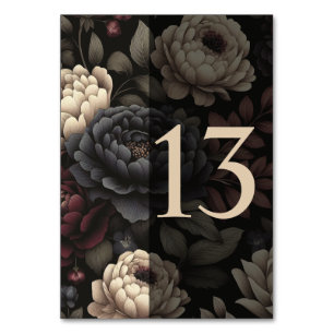 Navy Blue & Burgundy Moody Floral Table 13 Number