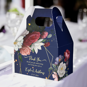 Navy blue burgundy roses wedding custom favour box