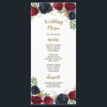 Navy Blue Burgundy Rustic Boho Wedding Menu Cards<br><div class="desc">Navy Blue Burgundy Rustic Boho Wedding Menu Cards - feature elegant watercolor roses and peonies in various shades of Marsala, burgundy, merlot and navy blue with elegant greenery. There are touches of sprigs of gold throughout the flowers and greenery. The font layout displays printed gold and bronze ink colours for...</div>