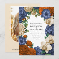 Navy Blue, Burnt Orange & Champagne Wedding