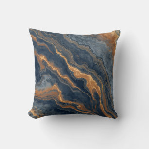 Navy Blue Burnt Orange Dusty Blue 16" Throw Pillow