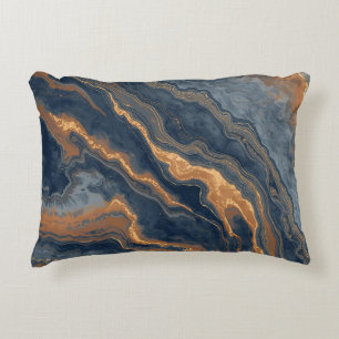 Navy Blue Burnt Orange Dusty Blue Decorative Cushion