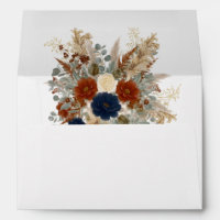 Navy Blue & Burnt Orange Florals Rust Fall Wedding