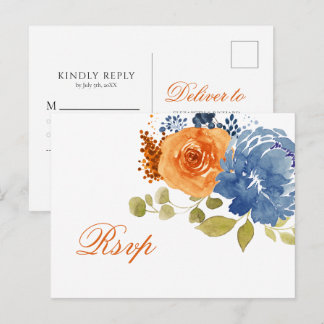 Navy Blue & Burnt Orange Postcard