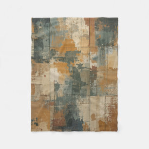 Navy Blue Burnt Orange Rustic Weathered Wood Fleece Blanket