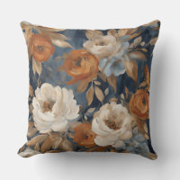 Navy Blue Burnt Orange Watercolor Floral