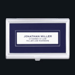 Navy Blue Business Card Holder<br><div class="desc">Present your professional image with our Navy Blue Business Card Case designed exclusively for attorneys and law firms. This sleek and sophisticated case features a white window framed in navy, showcasing your name, "Attorney at Law, " and your law firm. The solid navy blue background adds a touch of elegance...</div>