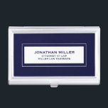 Navy Blue Business Card Holder<br><div class="desc">Present your professional image with our Navy Blue Business Card Case designed exclusively for attorneys and law firms. This sleek and sophisticated case features a white window framed in navy, showcasing your name, "Attorney at Law, " and your law firm. The solid navy blue background adds a touch of elegance...</div>