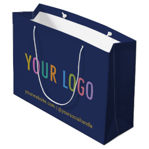 Navy Blue Business Gift Bag Custom Company Logo