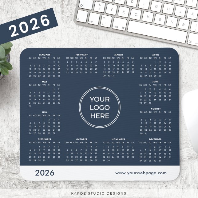 Navy Blue Business Logo 2026 Calendar Mouse Pad (Creator Uploaded)