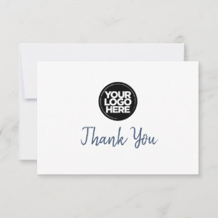 Navy Blue Business Logo And Message Thank You Card
