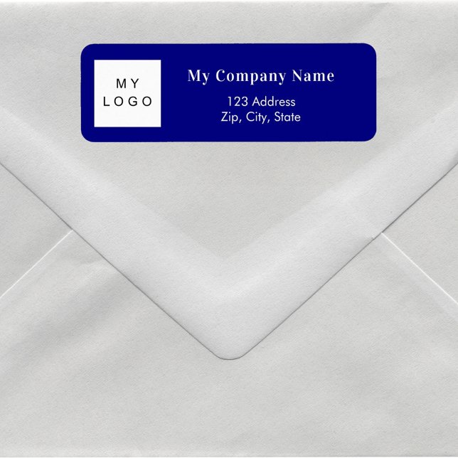 Navy blue business logo return address (Creator Uploaded)