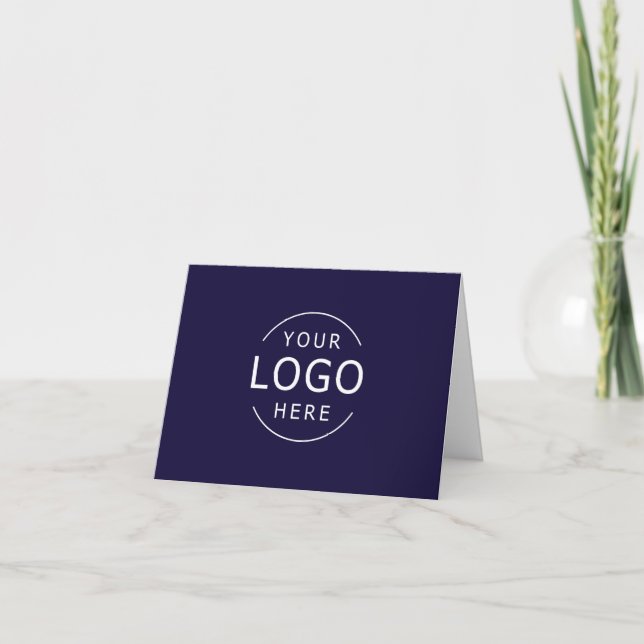 Navy Blue Business Logo Thank You Card (Front)