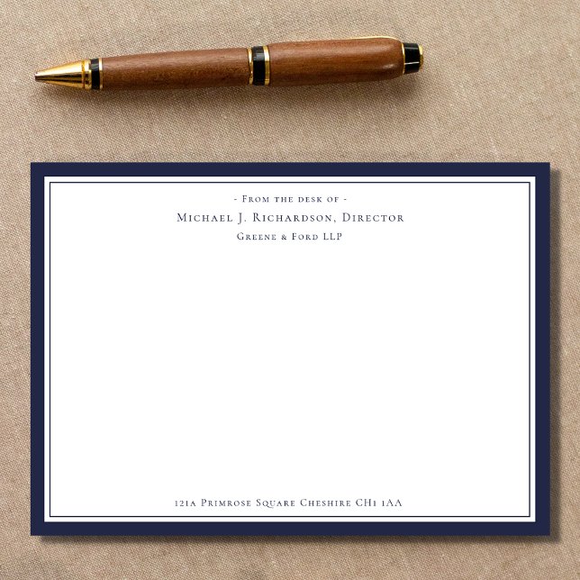 Navy Blue Business Monogram From The Desk of Card (Creator Uploaded)