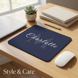 Navy Blue Business Mouse Pad with Custom Branding