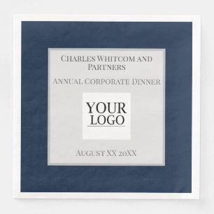 Navy Blue Business or Company Event with Logo Napkin