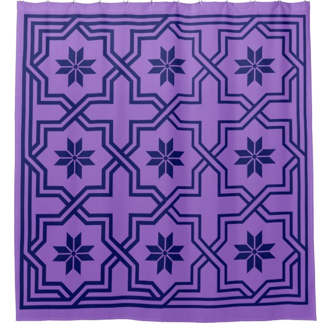 Navy Blue Byzantine Shower Curtain (Front)