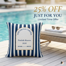 Navy Blue Cabana Stripe Custom Family Poolside