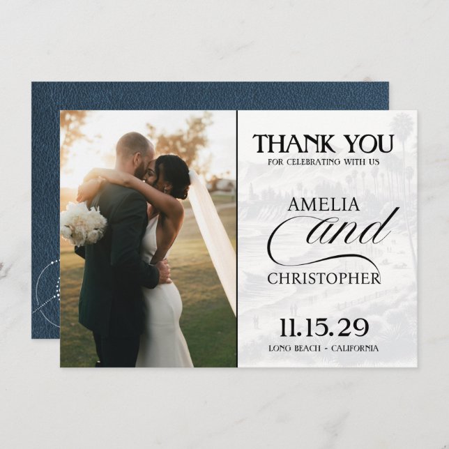 Navy Blue California Passport Thank You Card (Front/Back)