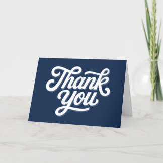 Navy Blue Calligraphy Bold Thank You Card