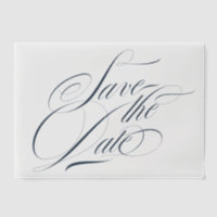 Navy Blue Calligraphy Photo Overlay Save The Date