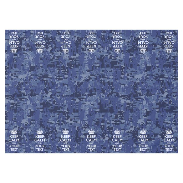Navy Blue Camo Keep Calm And Your Text Tablecloth (Front (Horizontal))