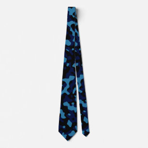 Navy Blue Camouflage in Sky Blue and Black Tie