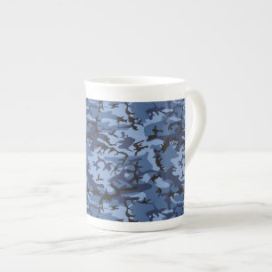 Navy Blue Camouflage, Military, Army Bone China Mug