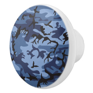Navy Blue Camouflage, Military, Army Ceramic Knob