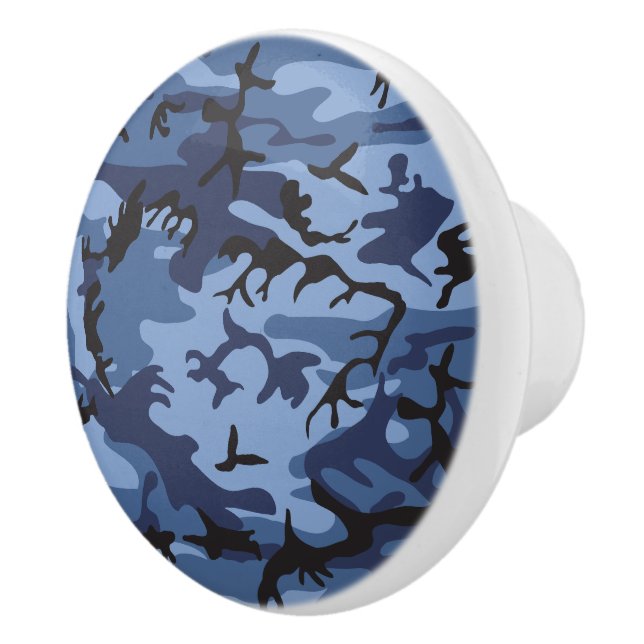 Navy Blue Camouflage, Military, Army Ceramic Knob (Right)