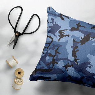 Navy Blue Camouflage, Military, Army Decorative Cushion