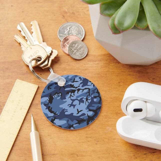 Navy Blue Camouflage, Military, Army Key Ring (Desk)