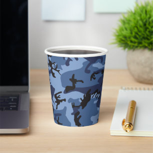 Navy Blue Camouflage, Military, Army Paper Cups