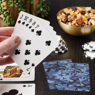Navy Blue Camouflage, Military, Army Playing Cards