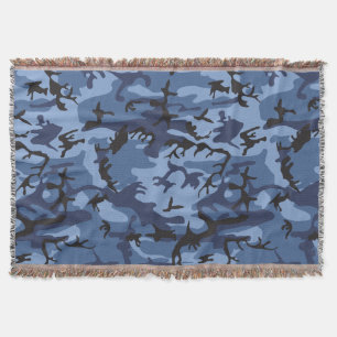 Navy Blue Camouflage, Military, Army Throw Blanket