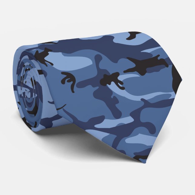 Navy Blue Camouflage, Military, Army Tie (Rolled)