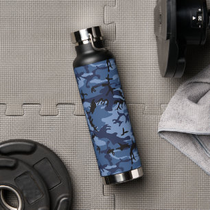 Navy Blue Camouflage, Military, Army Water Bottle