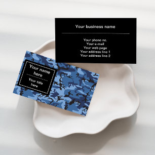 Navy Blue Camouflage, Military Pattern, Army Business Card