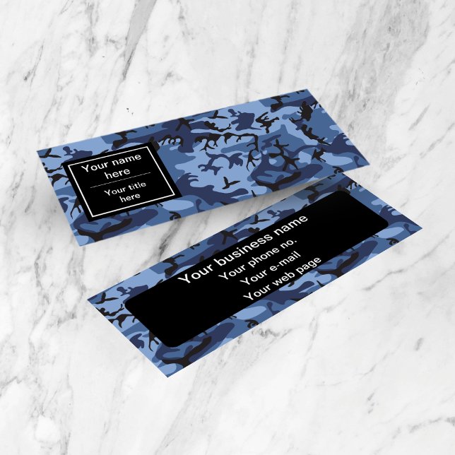 Navy Blue Camouflage, Military Pattern, Army Mini Business Card (Creator Uploaded)