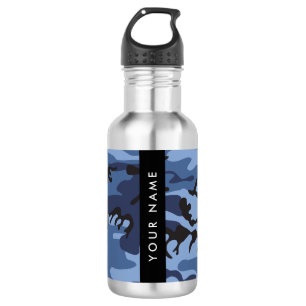 Navy Blue Camouflage Your name Personalise 532 Ml Water Bottle