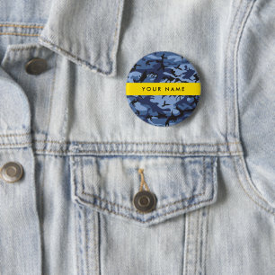 Navy Blue Camouflage Your name Personalise 6 Cm Round Badge