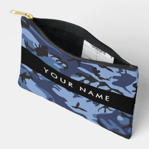 Navy Blue Camouflage Your name Personalise Accessory Pouch