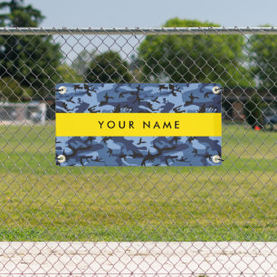 Navy Blue Camouflage Your name Personalise Banner