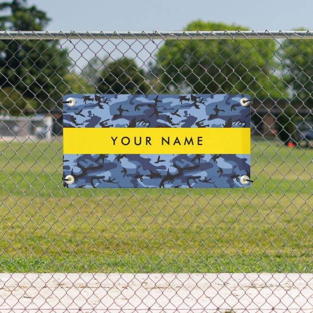 Navy Blue Camouflage Your name Personalise Banner (Insitu)