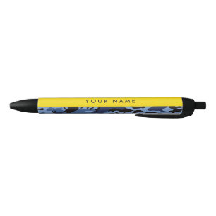 Navy Blue Camouflage Your name Personalise Black Ink Pen