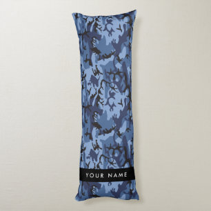Navy Blue Camouflage Your name Personalise Body Cushion